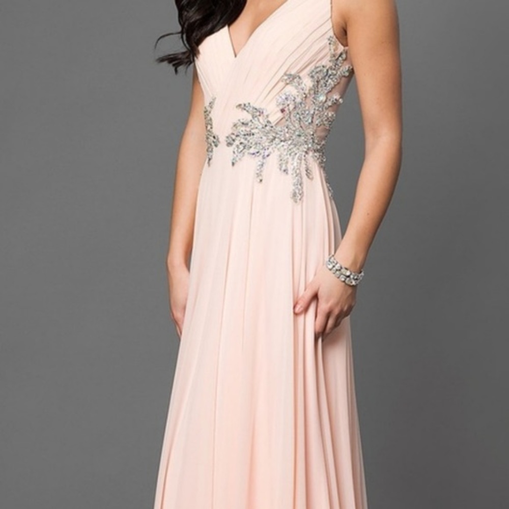 JVN by Jovani blush chiffon gown JVN99401